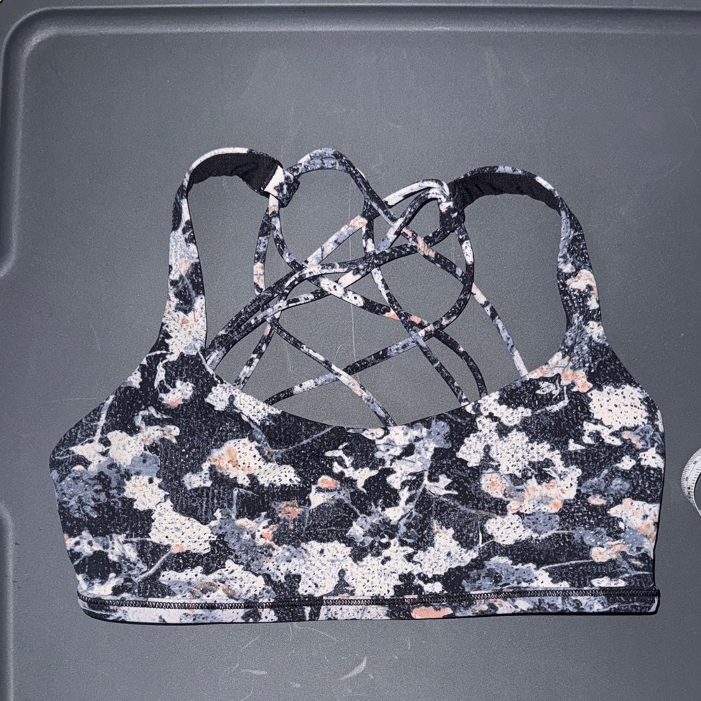 Lululemon Athletica Strappy Sports Bra - Black and White Floral